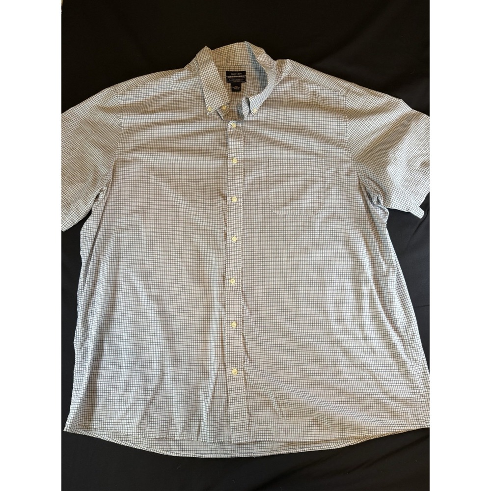 Saddlebred Light Blue Patterned Men's Short Sleeve Button Up Shirt, 3XLT Tall